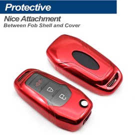 MEDZUK 5 colours: compatible with Ford Puma ST line X 2020-2023 2024 car key case with key ring accessories, red