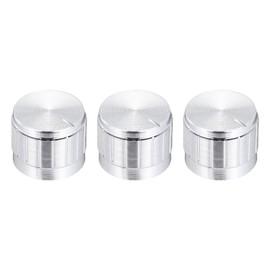 sourcing map 3pcs Potentiometer Knob Knurled Shaft Silver Aluminum 6mm Shaft Dia. Rotary Knob 21mmx17mm Guitar Volume Control Knob