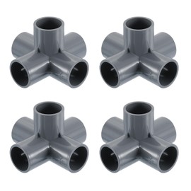 Sourcing Map 4 Pcs 5 Way PVC Elbow Connector, 1" PVC Fittings, Grey