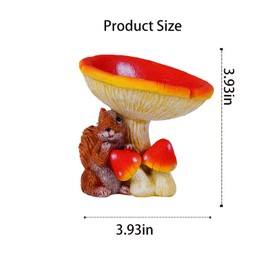 Coniuty Resin Mushroom Statue Decor for Indoor and Outdoor Decoration, Bird, Small Animal, Insect Water Bowl Feeder for Garden, Backyard, Balcony (Squirrel)