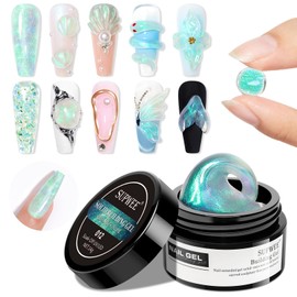 SUPWEE Solid Builder Gel for Nails - Aurora Green 3D Nail Art Non-Stick Hand Hard Gels for Carving Patterns Decoration Nail Extension Gel for Nails Manicure DIY at Home 14g(0.49fl oz)