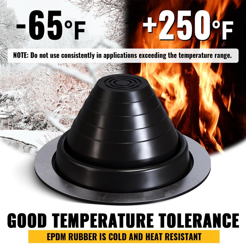 VIVIDA #3 EPDM Metal Roof Pipe Flashing Boot, Flexible Roof
