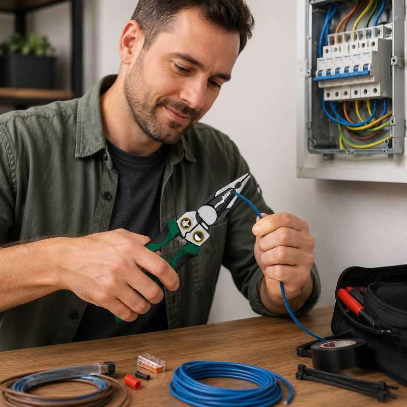 8-in-1 Electrician Pliers for Wire Work – Multi-Function Wire Stripper,
