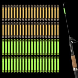 LUSTRIB 80pcs Yellow Fishing Float Light Stick, Small Fishing Float Light Sticks, Fluorescent Dark Glow Stick for Night Fishing, Fishing Glow Sticks Bulk for Bobbers Fish Glow, Party, Concert