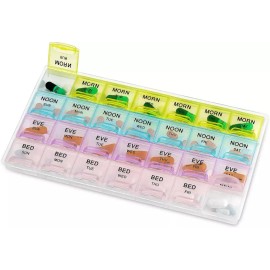 알약 정리함 - 아침 정오 저녁 밤을 위한 주간 및 일일 4회 분량의 대형 BPA 프리 휴대용 여행 친화적인 [2-Pill Organizers] Pill Organizer - Large BPA-Free Portable Travel-Friendly Weekly and Daily 4-Dose for Morning, Noon, Evening, and Night [2-Pill Organizers]
