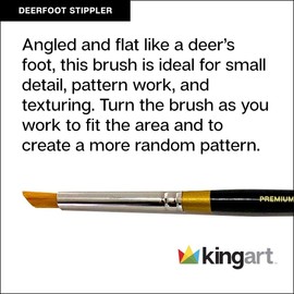 KINGART Original 9850 Series, Golden Taklon Deerfoot Stippler, Size 1/8, Black/Gold