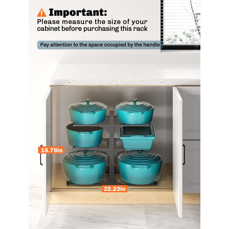 MUDEELA 6-Tier Pots and Pans Organizer under Cabinet, 13.78" Height