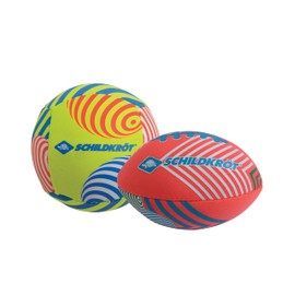 Schildkröt® 970347 Mini Ball Duo Pack, Set Consisting of 1 Volley and 1 American Football, Diameter 9 cm, Non-Slip and Salt Waterproof, Ideal for Beach and Water, Yellow Flamingo