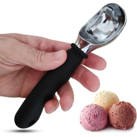 KT Deals Heavy Duty Ice Cream Scoop Stainless Steel Icecream Scooper With Non Slip Rubber