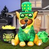 Coumy 5Ft St.Patrick's Day Inflatable Outdoor Decor Adorable French Bulldog in Lucky Shamrocks Hat with LED Lights for Festive Decorations in Yard,Garden,Lawn,Home,and Indoor Parties