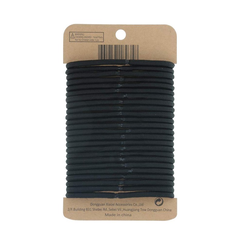 Minihope no-metal elastic hair ties, women's black thick large elastics,