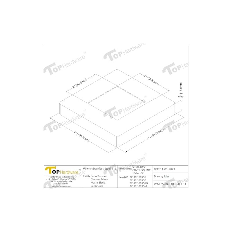 Top Hardware Stainless Steel 316 Grade Base Flange/Plate Cover for
