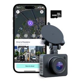 Nexar Beam GPS Dash Cam - 1 Year Nexar App Subscription Included - Unlimited Cloud Storage, Drive Recordings, Parking Mode, Night Vision, All Inside The Nexar App - WiFi HD Front Dash Cam (64 GB SD)