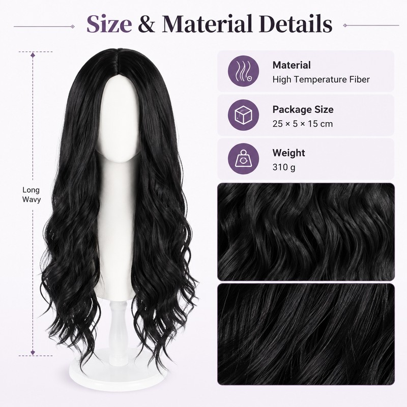 Long Purple Braided Ponytail Wig for Cosplay – Synthetic Clip-On