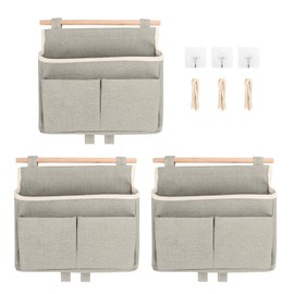 Pack of 3 Hanging Organisers, Hanging Storage, Wall Organiser, Door Organiser, Linen Storage Hanging for Home, Office, Bathroom, Children's Room (Grey)