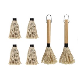 Cotton Fiber Replaceable Barbecue mop Brush Set, 2 Brushes and 4 Replacement Heads, Made of Cotton Fiber Material, Used for Cooking, Baking, and Grilling