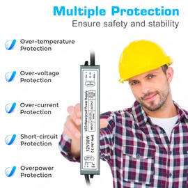 inShareplus 12V 30W Power Supply,LED Driver AC 90-265V to DC 12 Volt 2.5A IP67 Waterproof, Low Voltage Transformer, Outdoor Driver with 3-Prong Plug 3.3 Feet Cable for LED Light, Outdoor Use