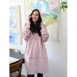 Catalonia Classy Fleece Hoodie Blanket Oversized,Super Soft Warm Wearable Blanket, Giant Hoody with Large Front Pocket for Adults Men Women Pink