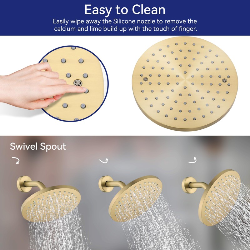 Lavatrum Brush Gold Shower Head and Handle Set Single Spray