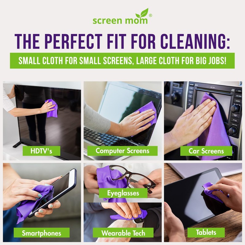 Screen Mom Screen Cleaner Purple Microfiber Cloths (6-Pack) - Microfiber