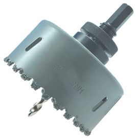 Carbide Hole Saw Kit 3 1/2 in 89mm Tungsten Hole Saw 7/16" Hex Hole Saw Arbor Hex Key Arbor with Masonry TCT Pilot Drill for Concrete Cement Ceramic Wall Tile Brick Drywall Masonry Plaster