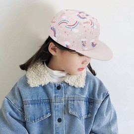 XYIYI Rainbow Pink Kids Baseball Caps Cotton Sun Hat Adjustable Trucker Hats Sport Visor Cap for 2-4 Years Old Girls