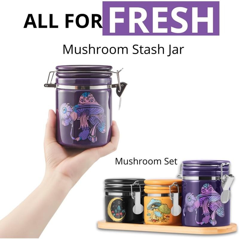Smell Proof Container (500ml - 1 Oz), Mushroom Stash Jar
