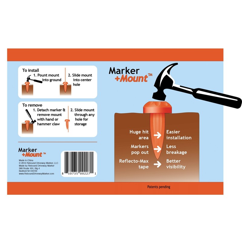 Rebound Driveway Marker 14-001-06 Marker Mount Driveway Stake, 6-Pack