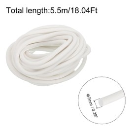 uxcell Silicone Foam Seal Strip, 7mm(0.28") Dia 5.5 Meters(18.04 Ft) Long Sponge Rubber Weather Seal Strip Round Rubber Cord Solid for DIY Warehouse, Pads, Foam Tubing, Crafts - White