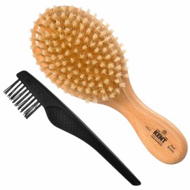 Kent OG3 Finest Men's Hair Brush and Facial Brush for Beard Care - 100% Natural White Boar Bristle Brush for Mens Grooming, Scalp Brush, 360 Wave, and Beard Straightener For Men's Hair Care