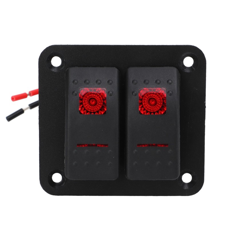 Rocker Switch Panel 2 Gang On Off Pre Wired Red