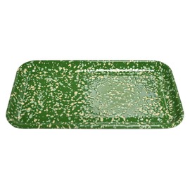 Quorvynne 8.6 * 4.9 Inch Enamel Plates Enamel Roasting Pan Salad Plates Speckled Enamelware Serving Trays for Party, Dinner, Outdoor, Picnic, BBQ, Butter (RectangleGreen, 8.6 * 4.9 inch)