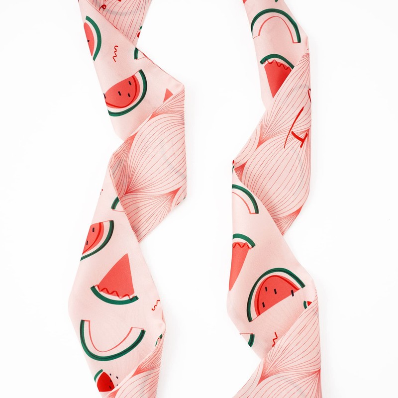 GERINLY Watermelon Slim Neck Scarf Belt for Summer Style Satin