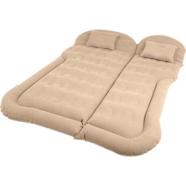 Wakeman Inflatable Mattress - Car Air Mattress for SUV or Tent with Aux Outlet Pump and 2 Inflatable Pillows - Car Camping Gear Outdoors (Beige)