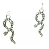 New Two-sided Textured SNAKE Serpent Silver-tone Drop Dangle Earrings 2-1/8"Long