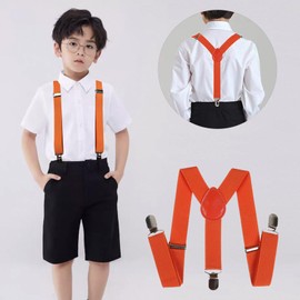 Tatibana Child Kids Suspenders Bowtie Set with Orange Glasses - Adjustable Suspender Set for Boys and Girls