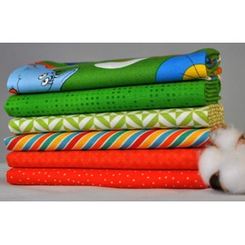 Celebrate Seuss Character Toss Green 6 Fat Quarters Bundle for Robert Kaufman, 1 1/2 Yards Total