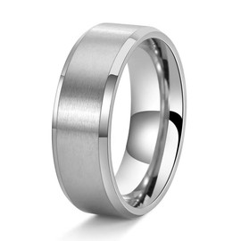 FASHGOOD Mens Ring 8MM Titanium Stainless Steel Ring for Men,Highly Polished Simple Band Ring,Silver Ring,Wedding Engagement Rings for Men Fidget Ring Size 12