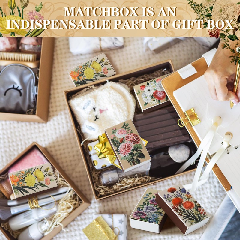 FuWeave 60 Pcs Spring Flower Blank Matches Containers 2.24 x