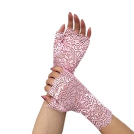 bmactosh Women's Lace Gloves Fingerless Floral Gloves Wedding Party Costume Accessories Pink One Size