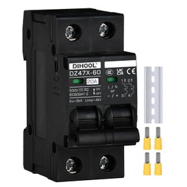 DC Isolator Switch 12 V 24 V Solar PV Circuit Breaker Photovoltaic Circuit Breaker (DC500 V, 2 Pin, 20 Amp)