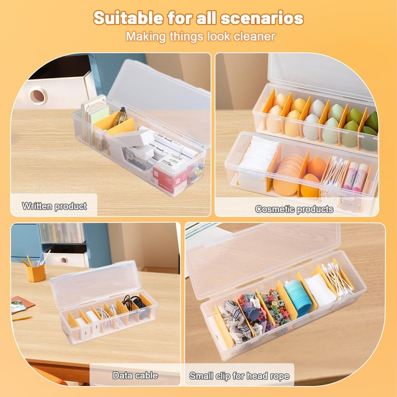 Anseom Cable Storage Box with 7 Compartments and 10 Cable
