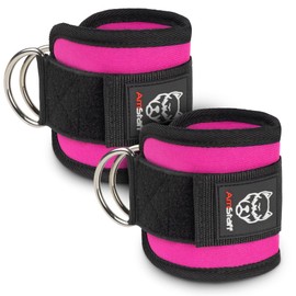 AmStaff Fitness Ankle Straps for Cable Machines – Padded Gym Ankle Cuffs for Glutes, Legs, and Booty Workouts – Adjustable Cable Attachments for Women & Men – One Size (Pink, Pair)