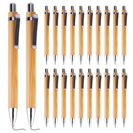 RUCUDIM Ballpoint Pen 20 Pieces Ballpoint Pen Ergonomic Bamboo Ballpoint Pen Wooden Ballpoint Pen for Writing Journaling School Office Supplies Graduation Gift