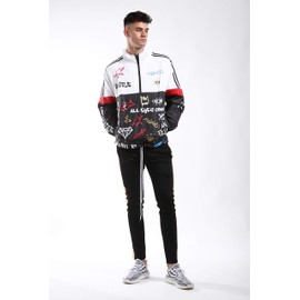 SCREENSHOTBRAND-S51801 Color Block Lightweight Graffiti Print Windbreaker Jacket-Black-3XLarge