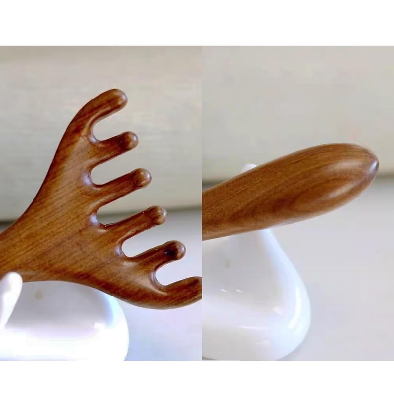 Wooden Gua Sha Manual Massage Board Hair Comb, Facial Scalp