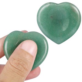 Nupuyai Green Aventurine Thumb Stone Worry Stone Heart Gemstone Massage Stone Palm Stone for Reiki Healing