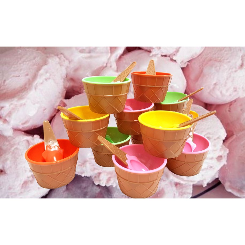 Dondor Enterprises - Tazas de helado de plástico con cucharas,