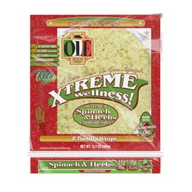 Olé Xtreme Wellness® Spinach & Herbs | 8" Size Flour Tortillas |Carb Friendly |Keto Friendly| 8 Count (Pack of 4)