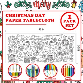 Christmas Giant Coloring Poster, 30 x 72 Inch DIY Coloring Table Cloth for Kids, Christmas Tree Themed Poster Table Cover for Classroom Wall, Large Coloring Tablecloth for School Parties